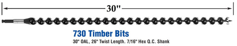 7/8" x 7/16" Shank |Mag-Bit 730.1416| Timber Bits | 1 Piece