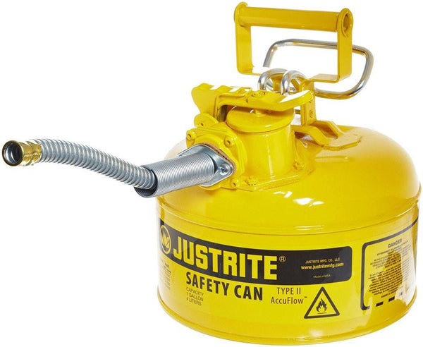 Justrite 7210220 1 Gallon Type II Yellow Safety Can