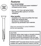 3/16 X 2-1/4" Slotted Hex Washer Head | Concrete & Masonry Screw Anchor | Tapper | Bulk Box 2000