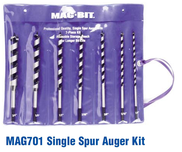 Mag-Bit 701-7000 Single Spur Auger Kit | 7 Pcs Total 1/4" to 3/4" Sizes