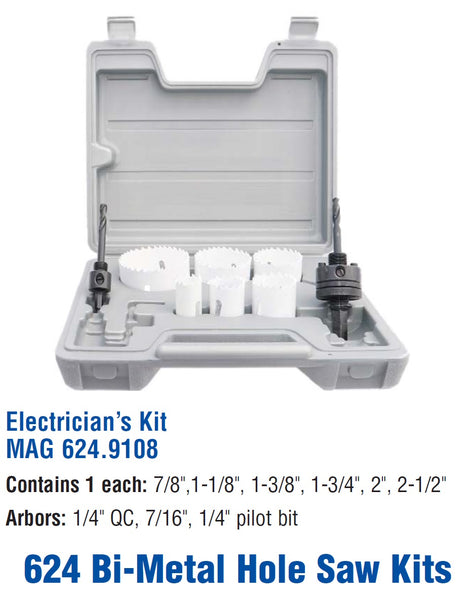 Mag-Bit 9108 Electrician's Hole Saw Kit | 1 Piece
