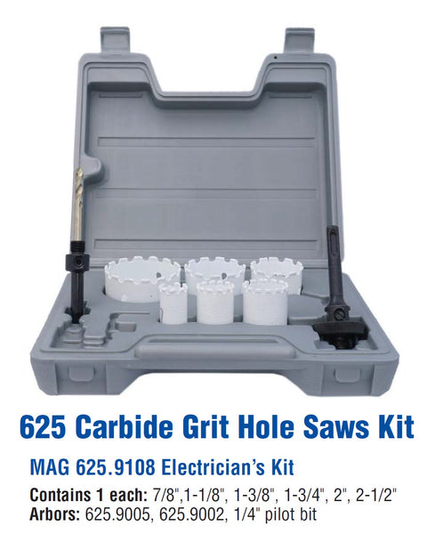 Mag-Bit 625.9108 Carbide-Grit Hole Saw Electrician's Kit