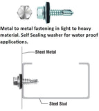 #14 X 2 Unslotted Hex Washer Head | Self-Drilling Screw | Neoprene Washer | Zinc Plated | DP3 | Bulk Box 1000