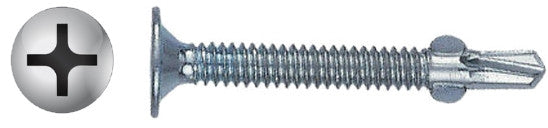  #14 X 3-1/4" Phillips Flat Reamer Self-Drilling Screw Zinc